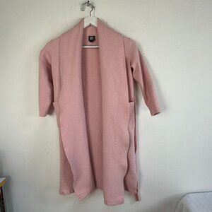 Vintage Gumps Pink Cashmere Open Front Cardigan Sweater Tie-Waist Medium Pockets